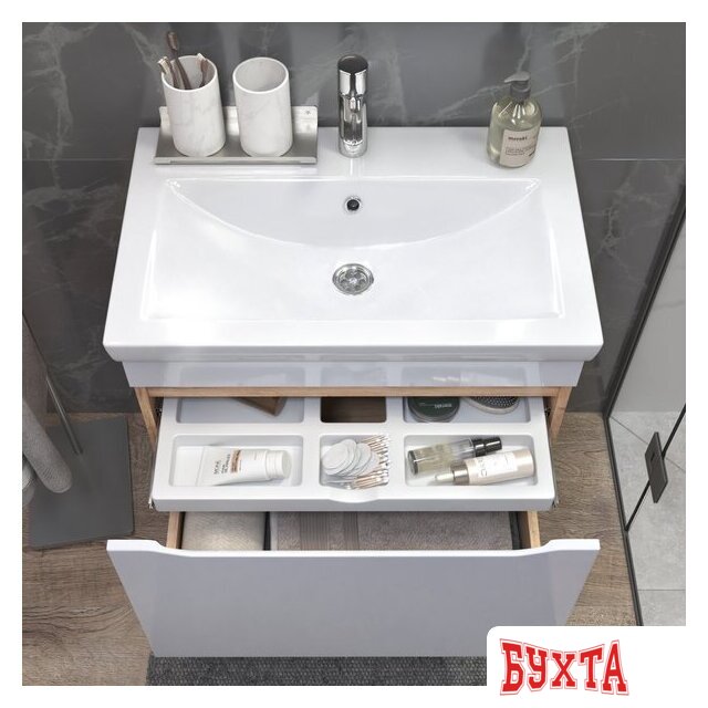 Мебель для ванных комнат Vigo Тумба под умывальник Grani 700-0-1 Como навесная (дуб золотой) 5