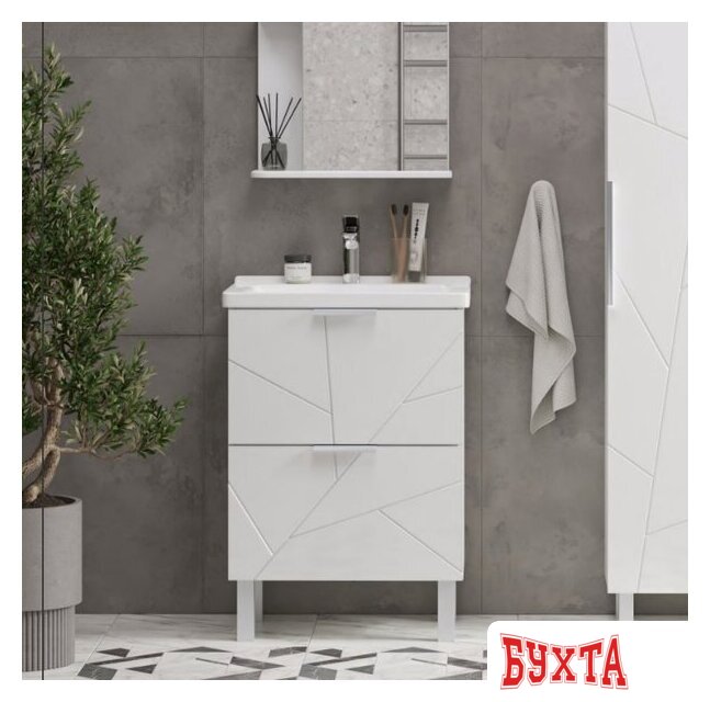 Мебель для ванных комнат Volna Тумба с умывальником Twing 60.2Y Миранда Артвин + Миранда 60 (белый)