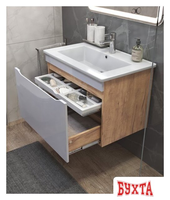 Мебель для ванных комнат Vigo Тумба под умывальник Grani 750-0-1 Оскар подвесная (дуб золотой) 4