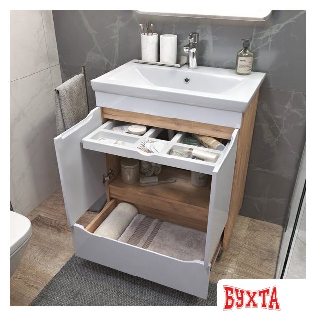 Мебель для ванных комнат Vigo Тумба под умывальник Grani 800-2-1 Como (дуб золотой) 4