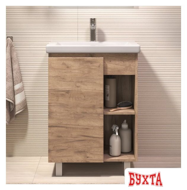 Мебель для ванных комнат Vigo Тумба под умывальник Milos 600-1-0 Como (дуб золотой) 3