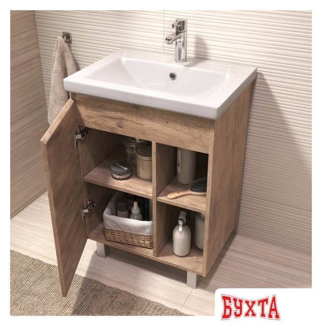 Мебель для ванных комнат Vigo Тумба под умывальник Milos 600-1-0 Como (дуб золотой) 4