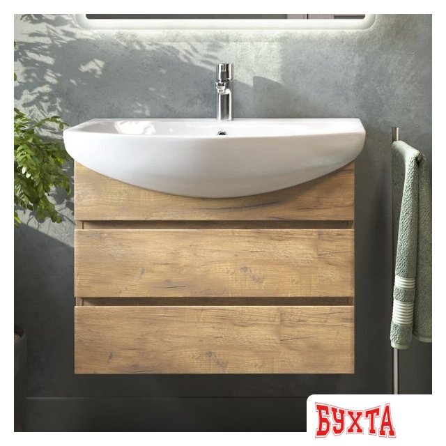 Мебель для ванных комнат Vigo Тумба под умывальник Wing 700-0-2 Балтика навесная (дуб золотой) 3