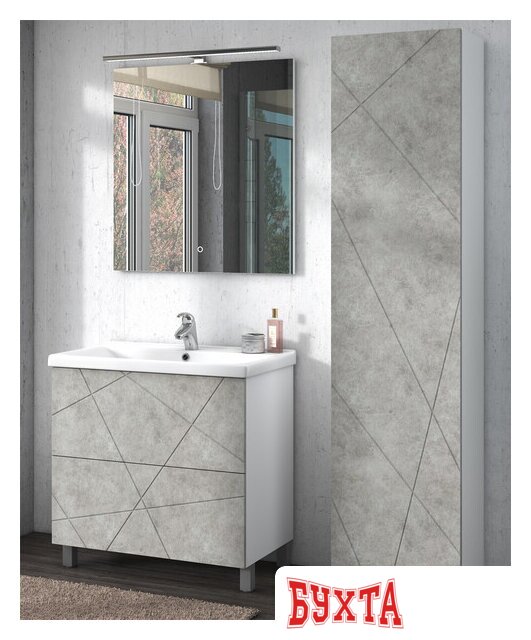 Мебель для ванных комнат Vigo Шкаф-пенал Geometry 450 (бетон) 2