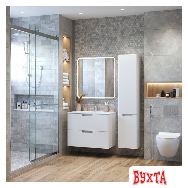 Мебель для ванных комнат Briz Тумба подвесная Прато 70 с умывальником Прато 4