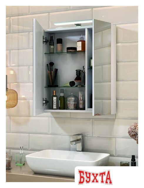 Мебель для ванных комнат Vigo Шкаф с зеркалом Plaza 600 со светильником 2