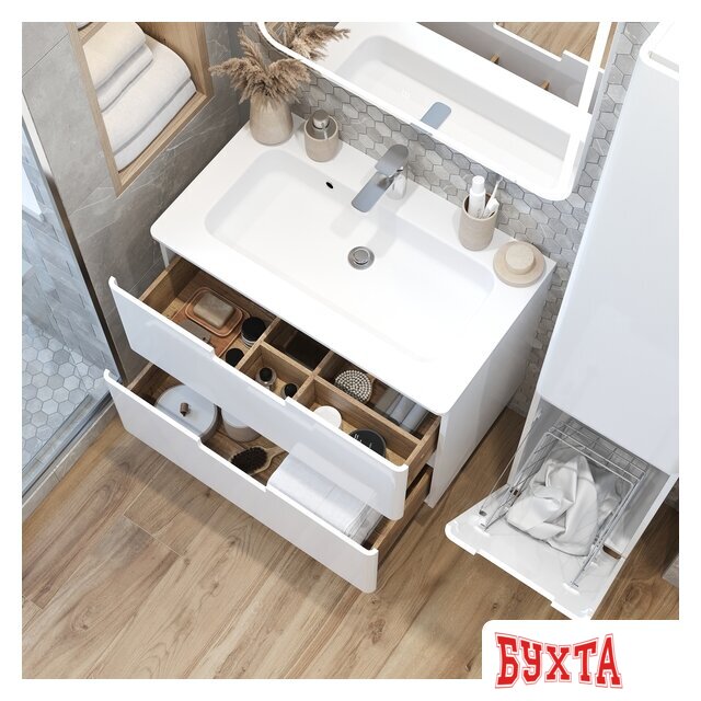 Мебель для ванных комнат Briz Тумба подвесная Прато 100 с умывальником Прато 5