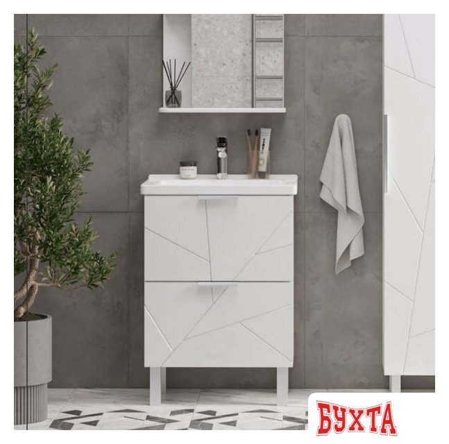 Мебель для ванных комнат Volna Тумба под умывальник Twing 80.2Y бетон 3