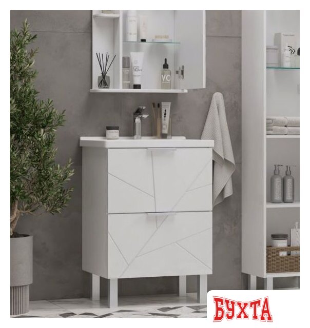 Мебель для ванных комнат Volna Тумба под умывальник Twing 80.2Y бетон 4