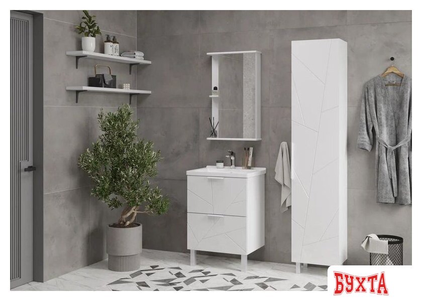 Мебель для ванных комнат Volna Тумба под умывальник Twing 80.2Y бетон 5