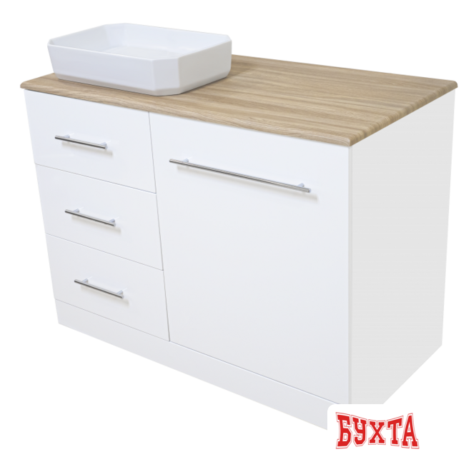 Мебель для ванных комнат Misty Респект -110 Тумба с 3 ящ. под стиральную машину левая - Э-Рес01110-13ЯЛ 3