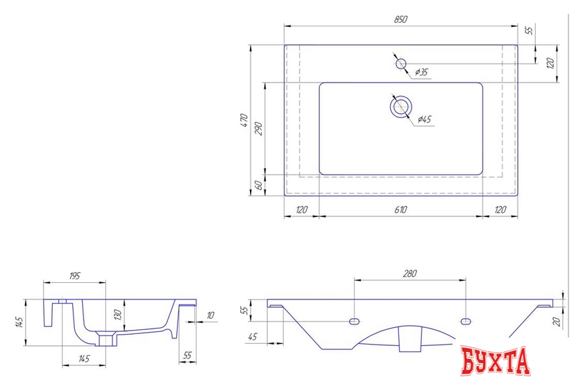 Умывальник Kirovit Оскар 850 2