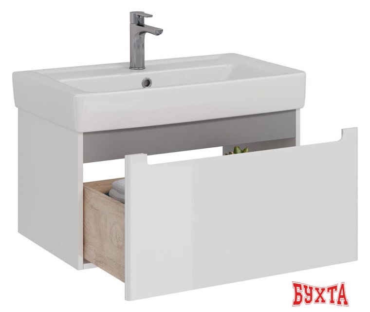Мебель для ванных комнат Lemark Тумба под умывальник Buno Mini 80 LM05BM80T (белый глянец) 3