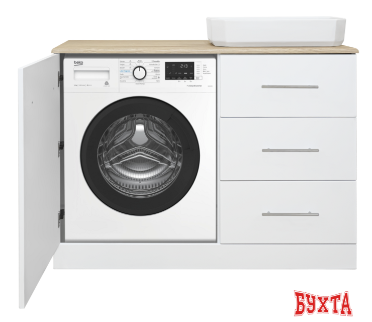 Мебель для ванных комнат Misty Респект -120 Тумба с 3 ящ. под стиральную машину правая - Э-Рес01120-13ЯП 2