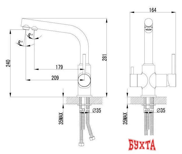 Смеситель Lemark Comfort LM3061PGR 2