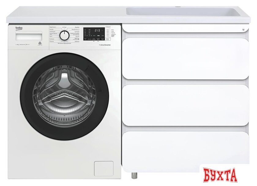 Мебель для ванных комнат Misty Чегет - 70 Тумба напольная 3 ящ. под стиральную машину, белая - П-Чег-01070-01Н3Я 2