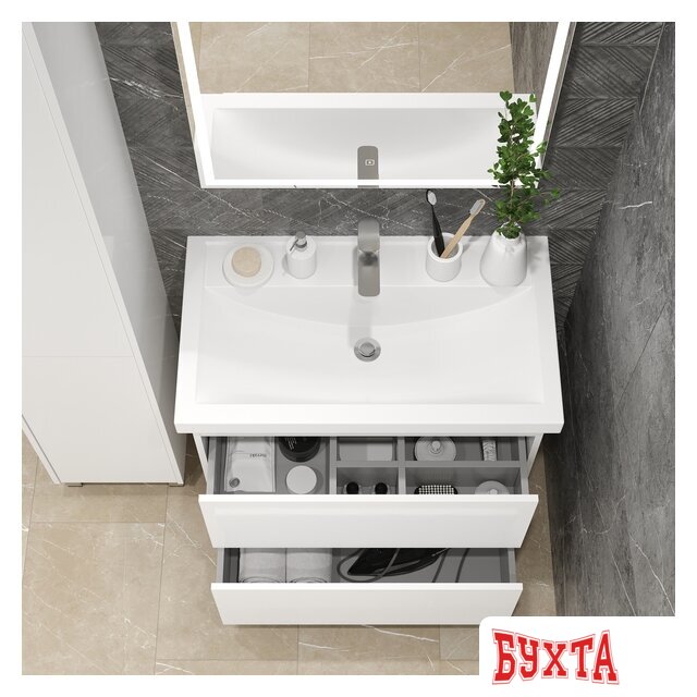 Мебель для ванных комнат Briz Тумба напольная Риччи 60 с умывальником Фостер 4