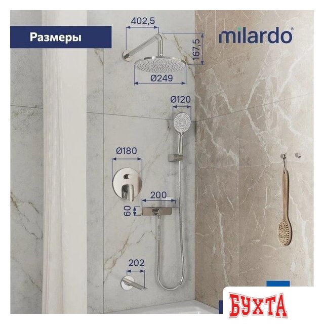 Душевая система Milardo Rora RORSB03M68 5