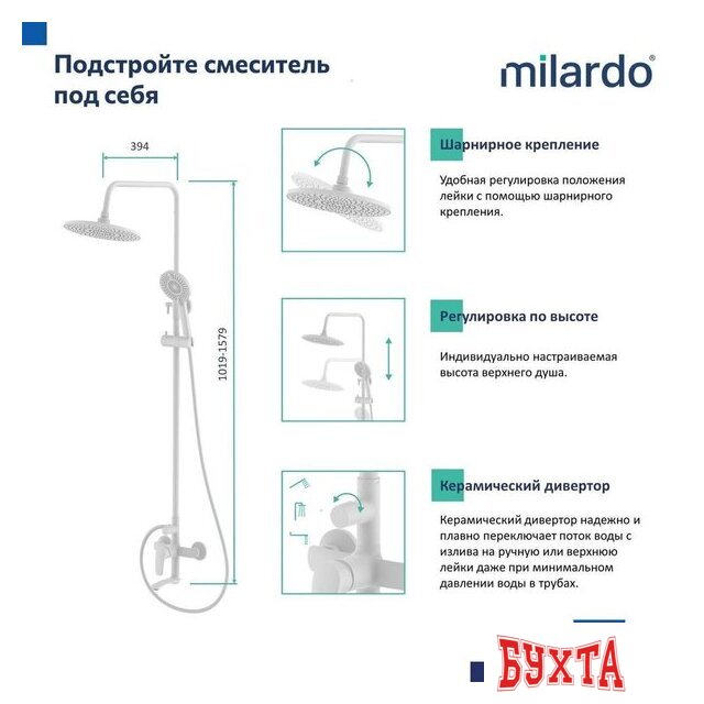 Душевая система Milardo Rora RORWT4FM06 5