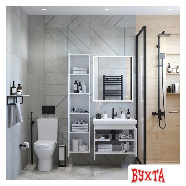 Мебель для ванных комнат Briz Тумба подвесная Бьелла 70 с умывальником Фостер 4