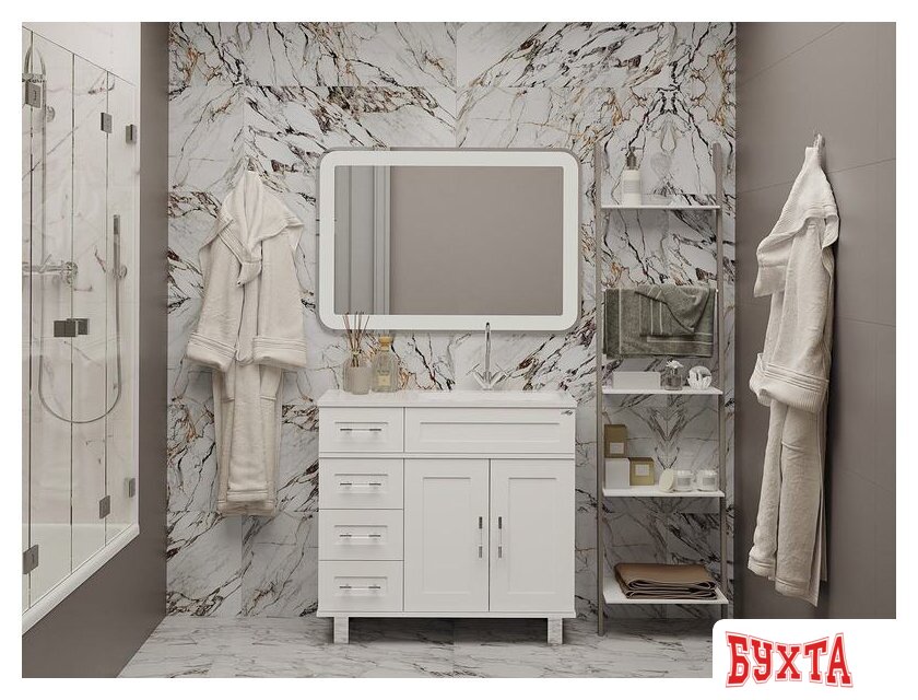 Мебель для ванных комнат Misty Купер - 90 Тумба напольная с 4 ящ. правая, белая эмаль - П-Куп01090-0124ЯП 4