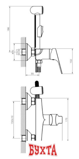Гигиенический душ Rossinka Silvermix RS29-52 2