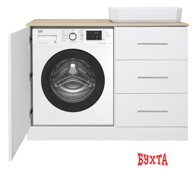 Мебель для ванных комнат Misty Респект -110 Тумба с 3 ящ. под стиральную машину правая - Э-Рес01110-13ЯП 2