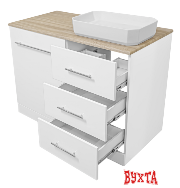 Мебель для ванных комнат Misty Респект -110 Тумба с 3 ящ. под стиральную машину правая - Э-Рес01110-13ЯП 4