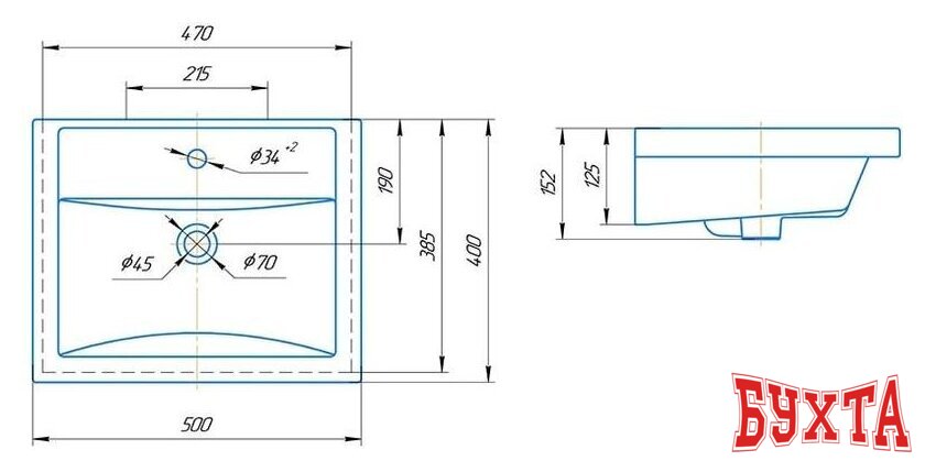 Умывальник Kirovit Фостер 500 3
