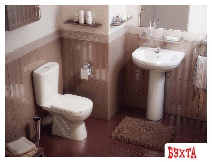 Унитаз напольный Rosa Комфорт (коричневый) 2