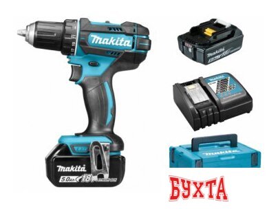 Дрель-шуруповерт Makita DDF482RTJ (с 2-мя АКБ, кейс)