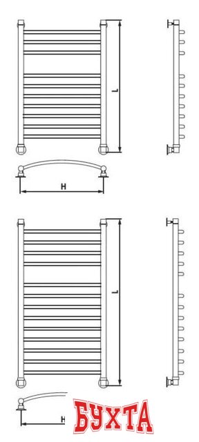 Полотенцесушитель Luxon K 80x50 (нижнее подключение) 3