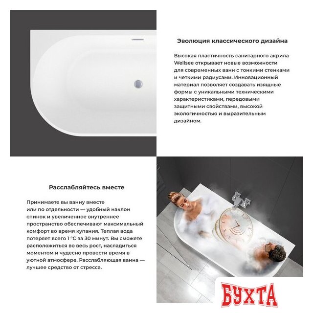 Ванна Wellsee Excellence Pro 140x70 28760101R (пристенная ванна белый глянец, экран, ножки, сифон-автомат хром) 5