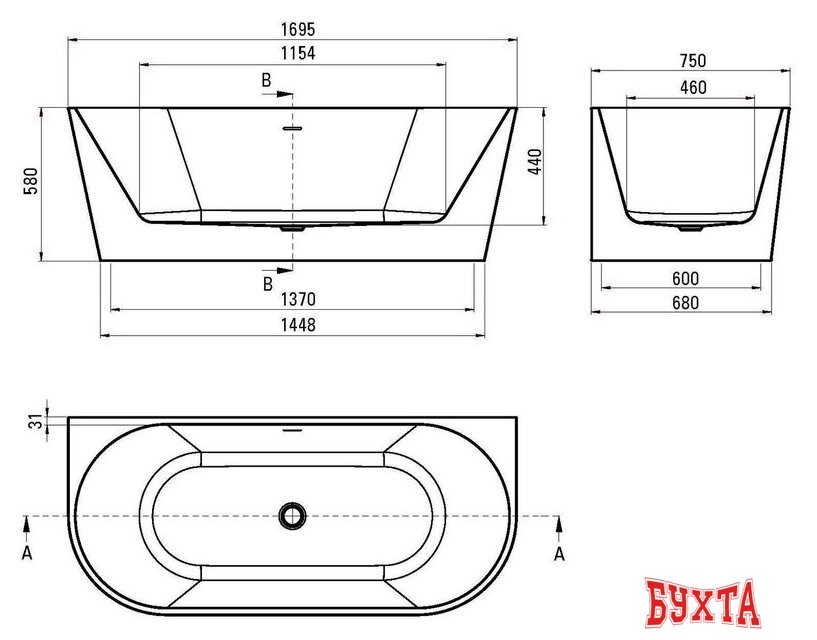 Ванна Deante Silia 170x75 KDS 017W 5