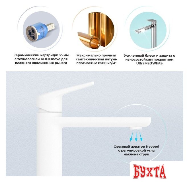 Смеситель Wellsee ICON! for life 182305000 (матовый белый) 2