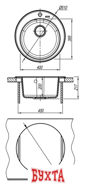 Кухонная мойка Florentina Никосия (черный) 4