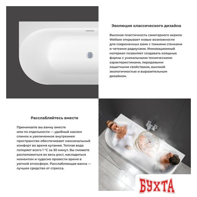 Ванна Wellsee Collaro 170x80 28910101R (пристенная ванна белый глянец, экран, ножки, сифон-автомат хром) 5