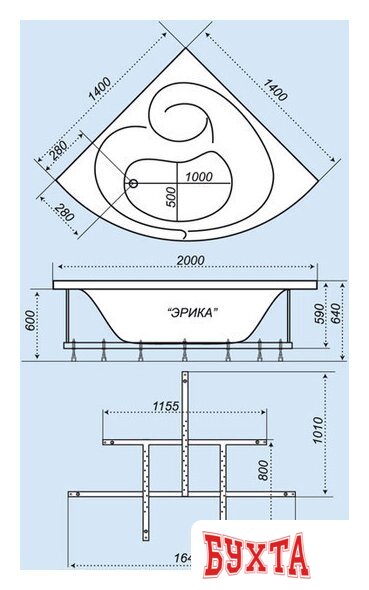 Ванна Triton ЭРИКА 140x140 4