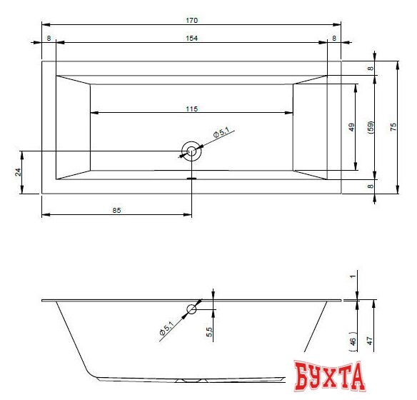 Ванна Riho Lugo 170 B132001005 3