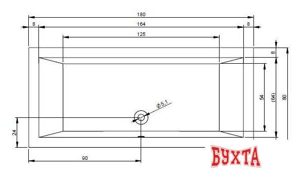 Ванна Riho Lugo 180x80 (без ножек) 2