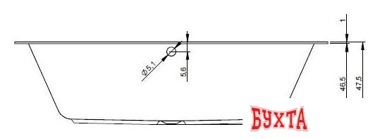 Ванна Riho Lugo 180x80 (без ножек) 3