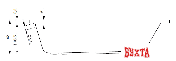 Ванна Riho Dola 170x75 BB31 (без ножек) 3