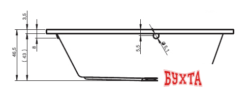 Ванна Riho Lyra 170x110 (левая, без ножек) 3