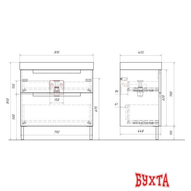 Мебель для ванных комнат Aqwella Тумба под умывальник Vancouver VAN01082N 4