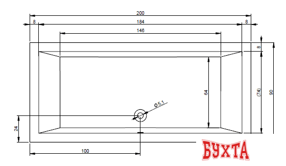 Ванна Riho Lugo 200x90 BT06 (с ножками) 2