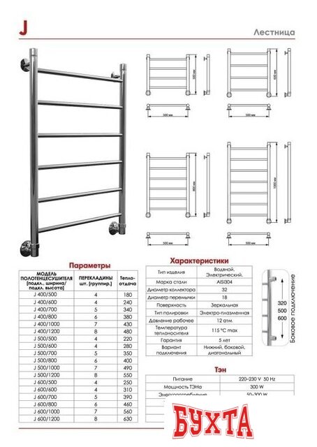 Полотенцесушитель Luxon FJ 80x50 (нижнее подключение) 2