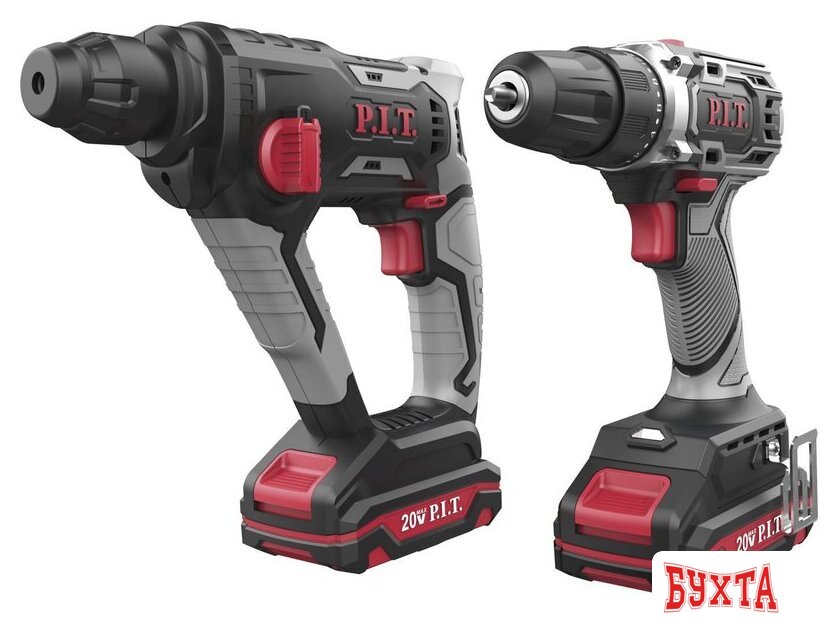 Наборы электроинструментов P.I.T. P0002-02 (перфоратор, шуруповерт, 2 АКБ, кейс)