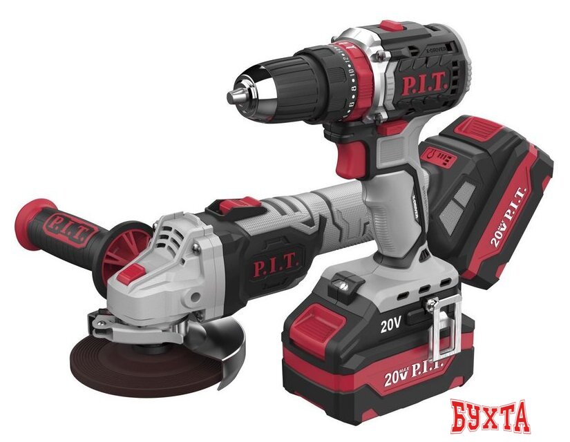 Наборы электроинструментов P.I.T. P0001-02 (шуруповерт, болгарка, 2 АКБ, кейс)
