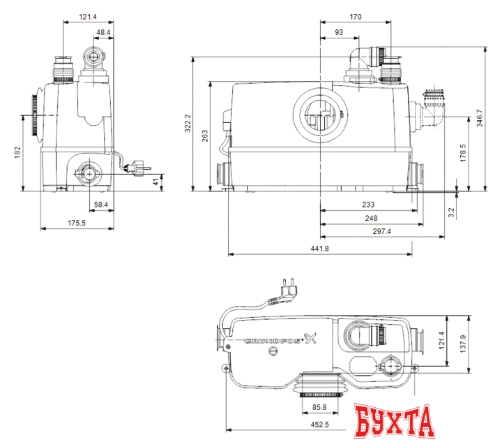 Канализационная установка Grundfos Sololift2 WC-3 2