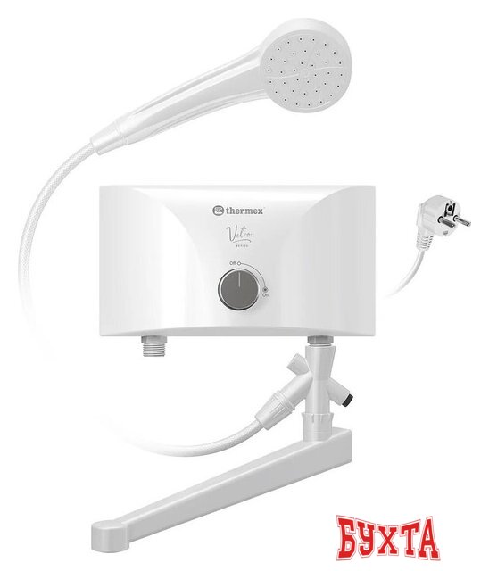 Проточный электрический водонагреватель кран+душ Thermex Vetro 5500 Combi